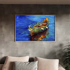 Quadro Decorativo Conceito Yellow Boat Com Moldura Prata - 20