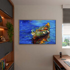 Quadro Decorativo Conceito Yellow Boat Com Moldura Prata - 20