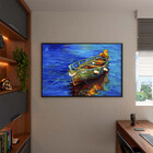 Quadro Decorativo Conceito Yellow Boat Com Moldura Preto - 20