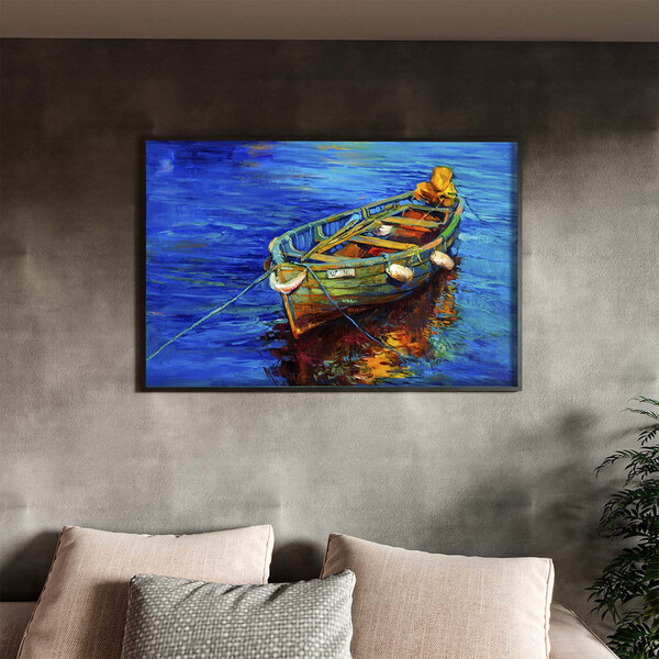 Quadro Decorativo Conceito Yellow Boat Com Moldura Preto - 20