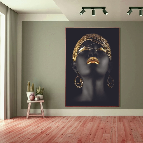 Quadro Decorativo Conceitual African Beauty Com Moldura Marro