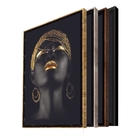 Quadro Decorativo Conceitual African Beauty Com Moldura Marro