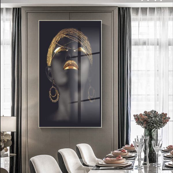 Quadro Decorativo Conceitual African Beauty Com Moldura Prata