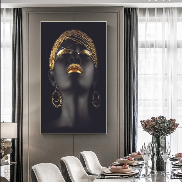 Quadro Decorativo Conceitual African Beauty Com Moldura Prata