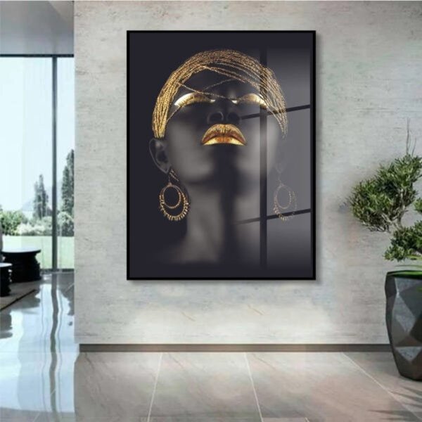 Quadro Decorativo Conceitual African Beauty Com Moldura Preta