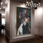 Quadro Decorativo Conceitual Bloom Flowers Com Moldura Dourad
