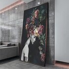Quadro Decorativo Conceitual Bloom Flowers Com Moldura Marrom