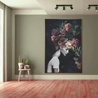 Quadro Decorativo Conceitual Bloom Flowers Com Moldura Marrom