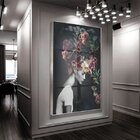 Quadro Decorativo Conceitual Bloom Flowers Com Moldura Prata