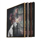 Quadro Decorativo Conceitual Bloom Flowers Com Moldura Prata