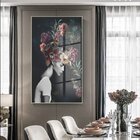 Quadro Decorativo Conceitual Bloom Flowers Com Moldura Prata