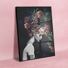 Quadro Decorativo Conceitual Bloom Flowers Com Moldura Preta