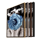 Quadro Decorativo Conceitual Blue Floral Com Moldura Prata 20