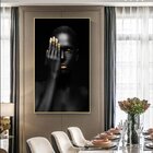 Quadro Decorativo Conceitual Fingers Gold Com Moldura Dourada
