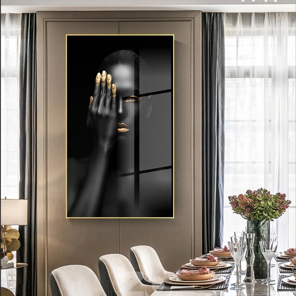 Quadro Decorativo Conceitual Fingers Gold Com Moldura Dourada