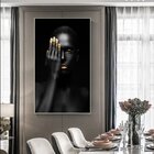 Quadro Decorativo Conceitual Fingers Gold Com Moldura Prata 1