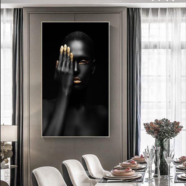 Quadro Decorativo Conceitual Fingers Gold Com Moldura Prata 2