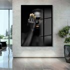 Quadro Decorativo Conceitual Fingers Gold Com Moldura Preta E