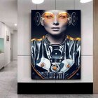 Quadro Decorativo Conceitual Futuristic Woman In Silver Suit