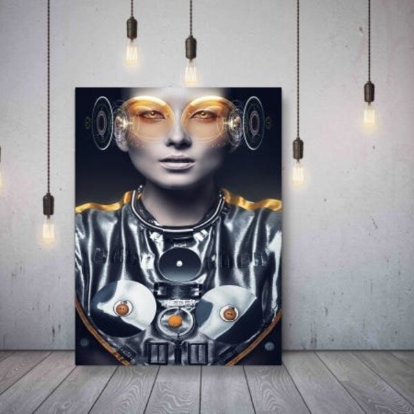 Quadro Decorativo Conceitual Futuristic Woman In Silver Suit