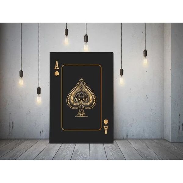 Quadro Decorativo Conceitual Golden Ace Of Spades - 90x60cm