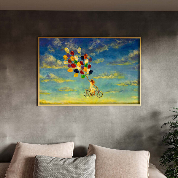Quadro Decorativo Conceitual Riding A Dream Com Moldura Doura