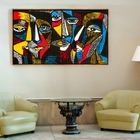 Quadro Decorativo Conceitual Rostos Colorido Moldura Dourada