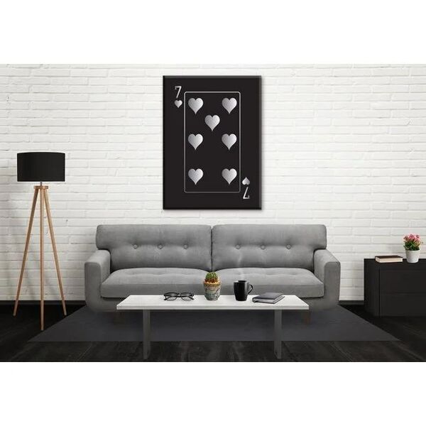Quadro Decorativo Conceitual Silver 7 Of Hearts - 200x100cm