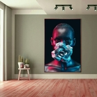 Quadro Decorativo Conceitual Woman Black Com Moldura Marrom 1