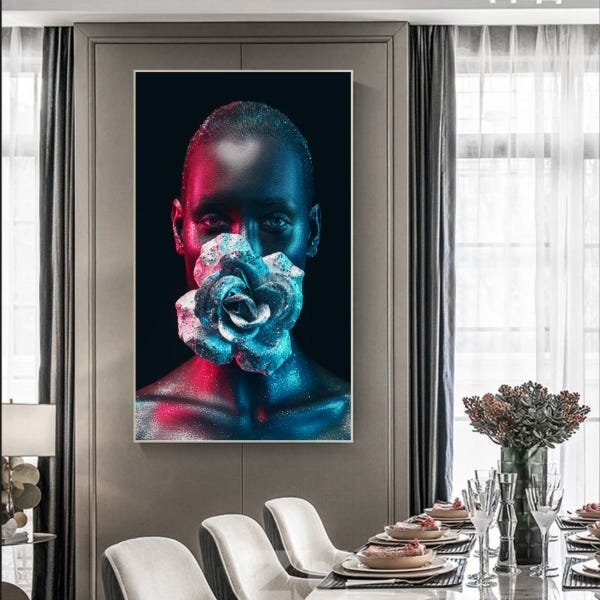 Quadro Decorativo Conceitual Woman Black Com Moldura Prata 20