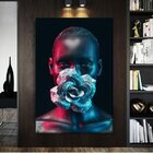 Quadro Decorativo Conceitual Woman Black Face Flower Silver -