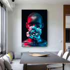 Quadro Decorativo Conceitual Woman Black Face Flower Silver -