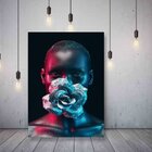 Quadro Decorativo Conceitual Woman Black Face Flower Silver -