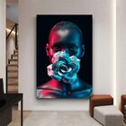 Quadro Decorativo Conceitual Woman Black Face Flower Silver -