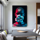 Quadro Decorativo Conceitual Woman Black Face Flower Silver -