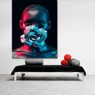 Quadro Decorativo Conceitual Woman Black Face Flower Silver -