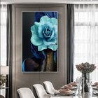 Quadro Decorativo Conceitual Woman Blue Rose Com Moldura Prat