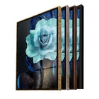 Quadro Decorativo Conceitual Woman Blue Rose Com Moldura Pret