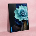 Quadro Decorativo Conceitual Woman Blue Rose Com Moldura Pret