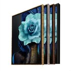 Quadro Decorativo Conceitual Woman Blue Rose Com Moldura Pret