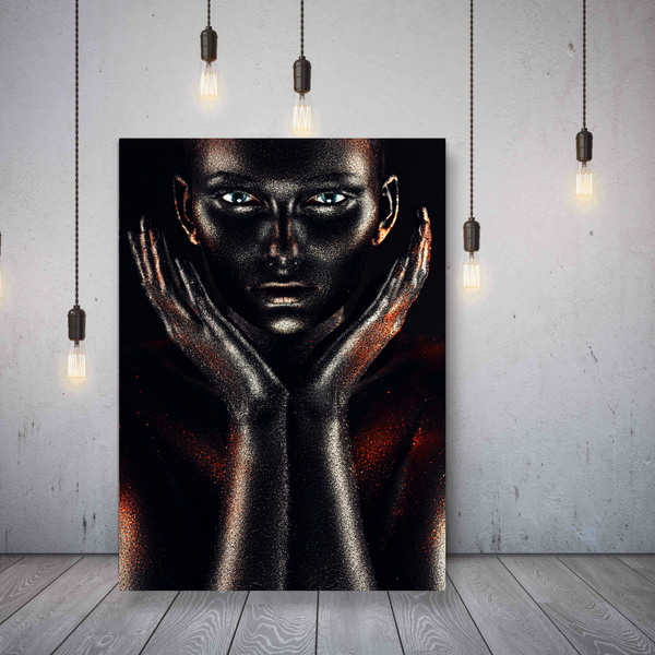 Quadro Decorativo Conceitual Woman In Black Paint Body Art -