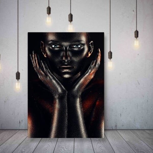 Quadro Decorativo Conceitual Woman In Black Paint Body Art -