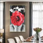 Quadro Decorativo Conceitual Woman Red Rose Com Moldura Doura