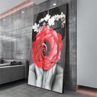 Quadro Decorativo Conceitual Woman Red Rose Com Moldura Marro