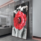 Quadro Decorativo Conceitual Woman Red Rose Com Moldura Marro