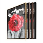 Quadro Decorativo Conceitual Woman Red Rose Com Moldura Marro