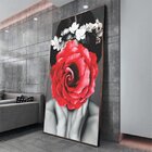 Quadro Decorativo Conceitual Woman Red Rose Com Moldura Marro