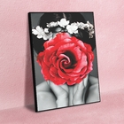 Quadro Decorativo Conceitual Woman Red Rose Com Moldura Preto