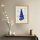 Quadro Decorativo Concha Azul Vintage 45x34cm Moldura Branca