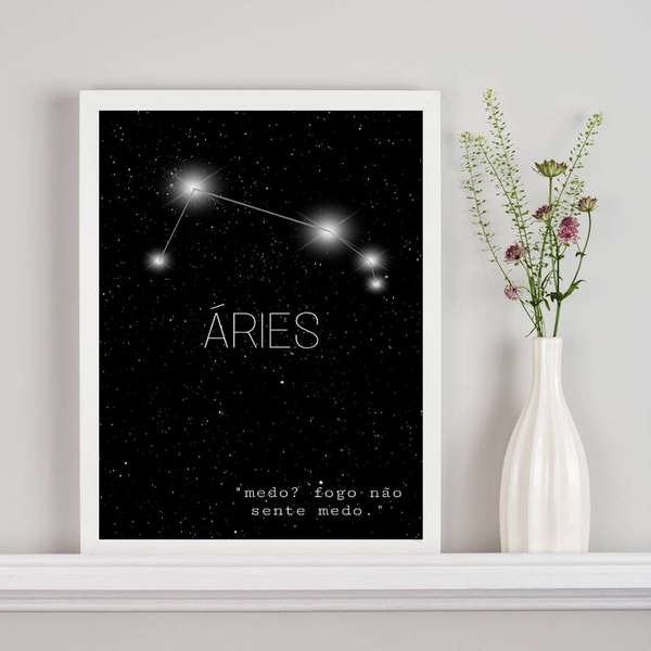 Quadro Decorativo Constelação Signo Áries 45x34cm - Com Vidro